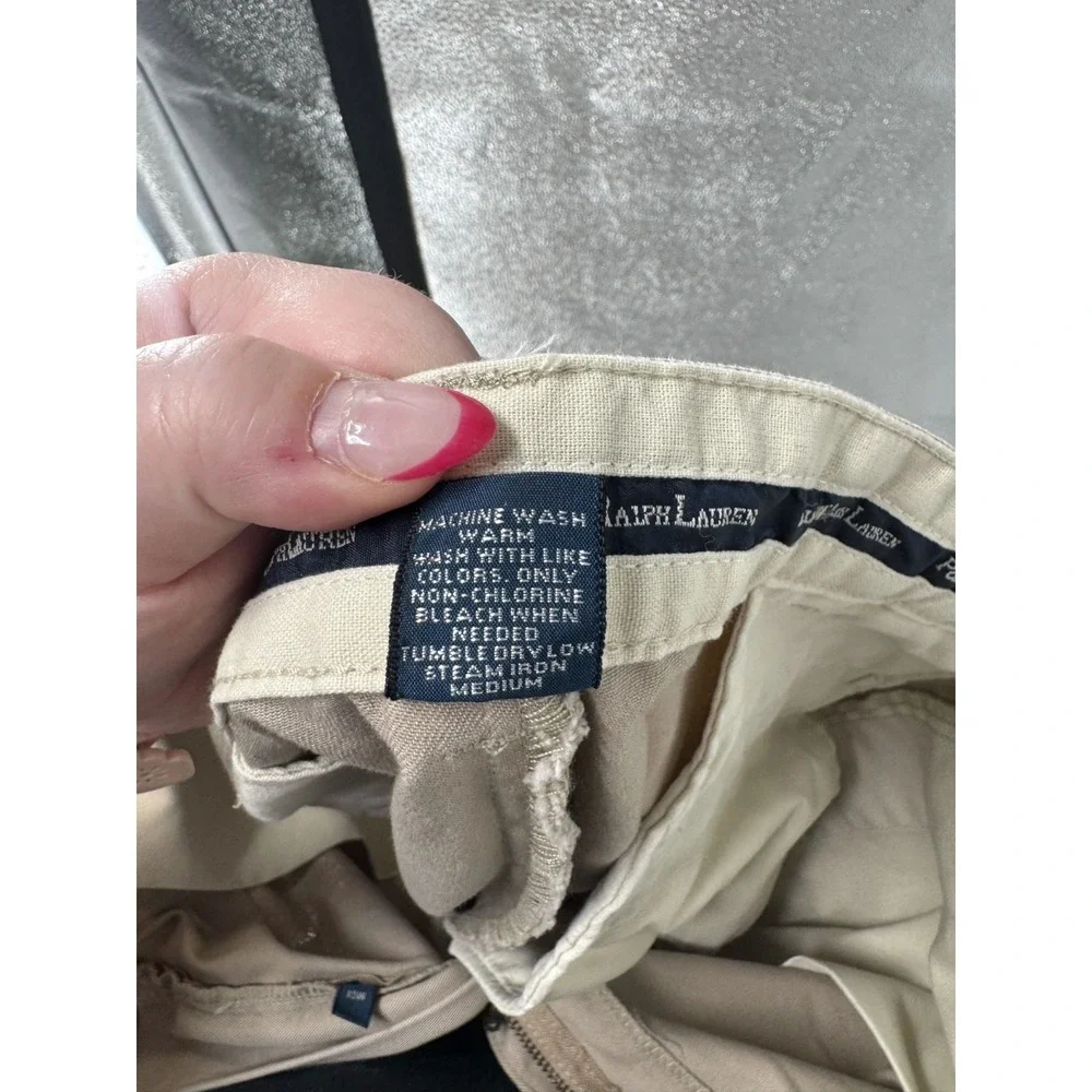 Polo Ralph Lauren Hammond Chino Pants Vintage 35x32 Khaki Cuffed Pleated Baggy